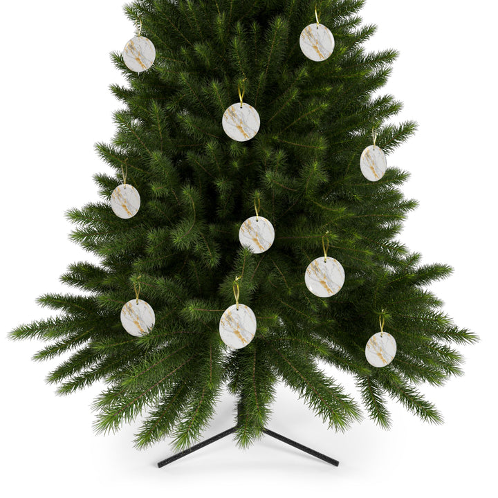 Custom Marble Glass Ornament – Handcrafted, Gold Streaks, Modern Chic Décor