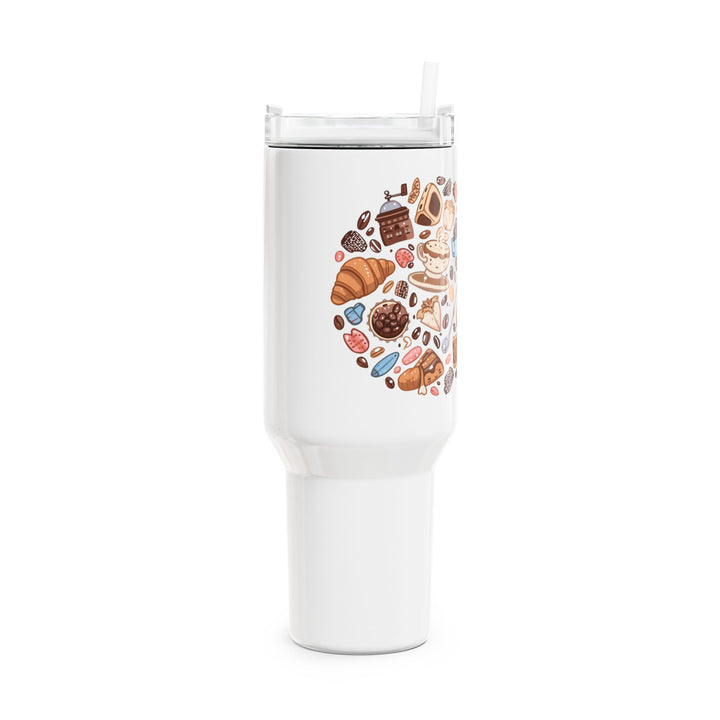 40oz Custom Café Cartoon Insulated Tumbler – Cute Coffee & Dessert Art
