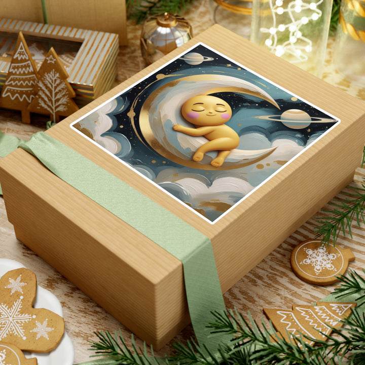 Whimsical Celestial Kiss-Cut Vinyl Sticker – Baby Moon & Stars, Matte Finish