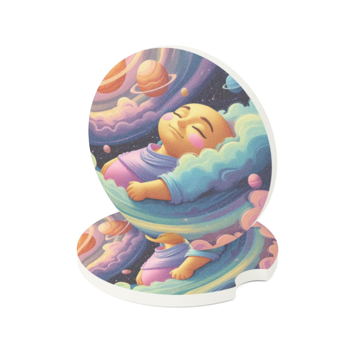 Soapstone Car Coaster – Dreamy Cosmic Baby Sleeping Pastel Galaxy Gift