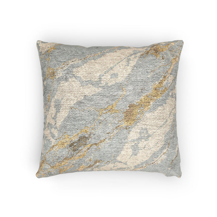 Artisan Woven Marble Pillow – Handcrafted, Luxe Gold & Grey Accent Decor