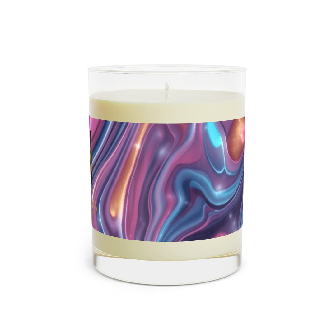 11oz Luxe Scented Candle – Iridescent Swirl Glass, Long Burn, Modern Decor