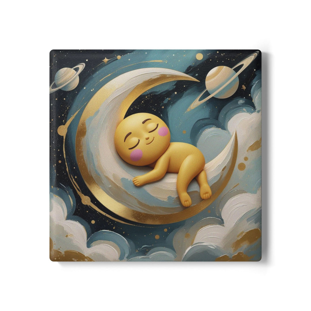 Celestial Baby Moon Ceramic Coaster – Cute Nursery Decor, Spill-Proof & Chic