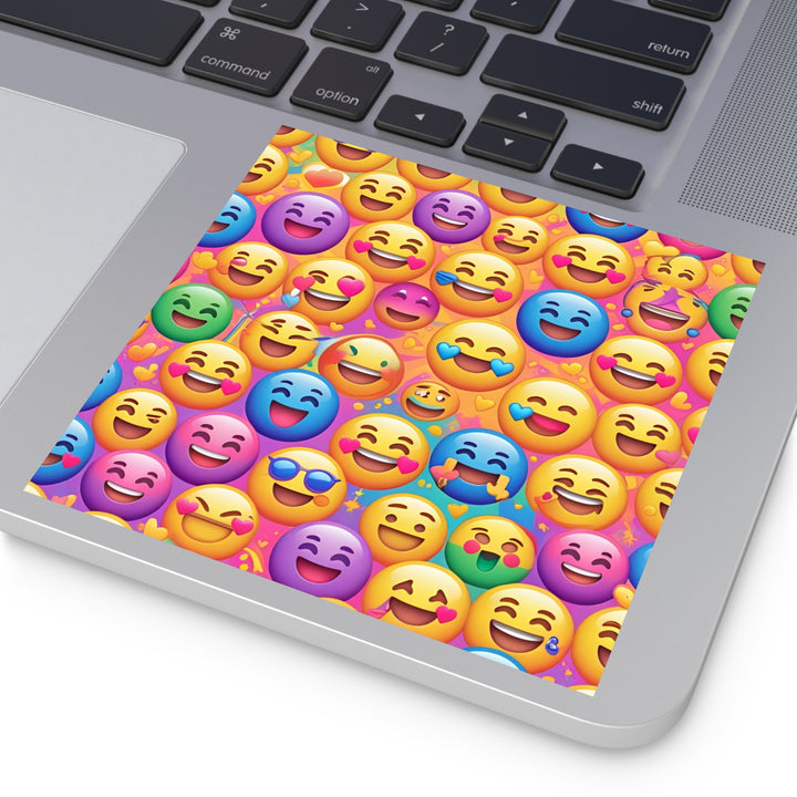 Vibrant Emoji Pattern Laminate Square Stickers – Durable, Fun & Trendy!