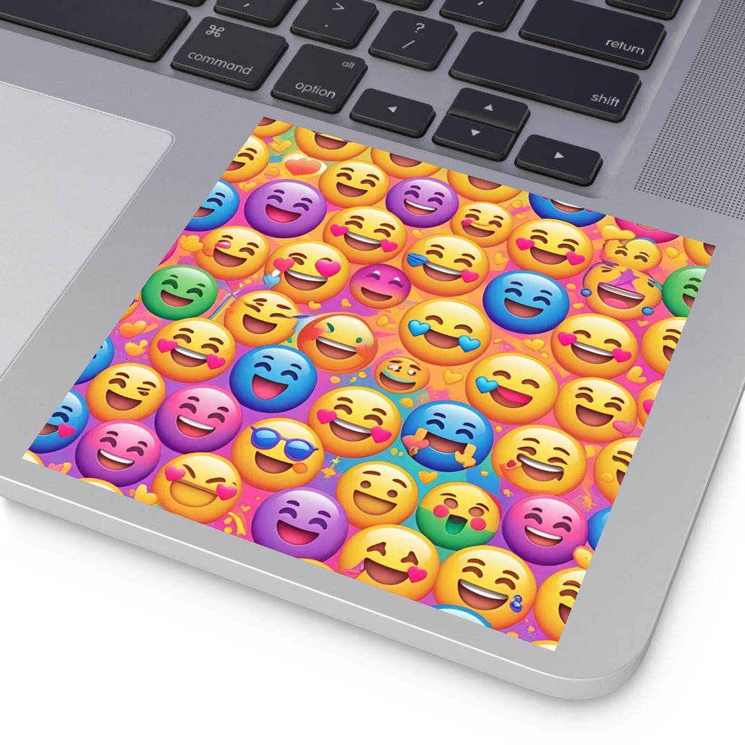 Vibrant Emoji Pattern Laminate Square Stickers – Durable, Fun & Trendy!