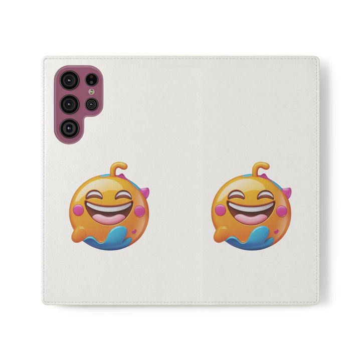Emoji Joy Premium Flip Case – Fun Vegan Leather Wallet Stand Cover