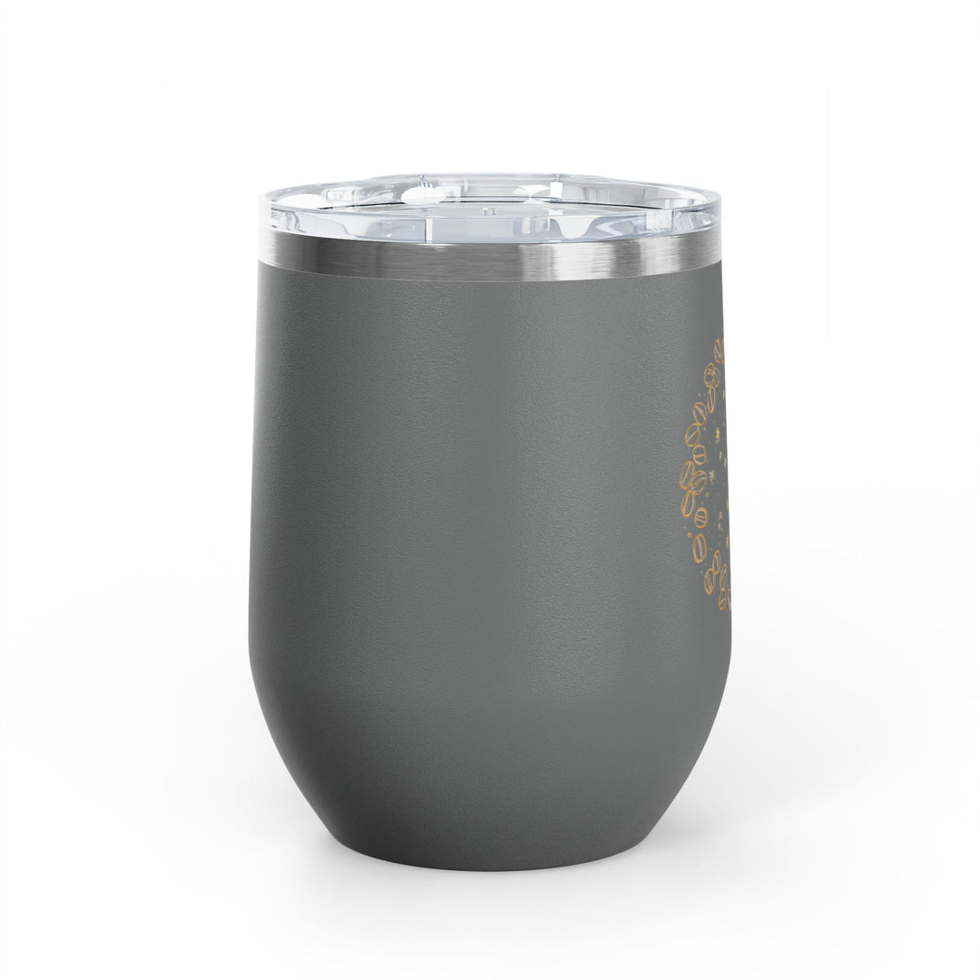12oz Stainless Steel Wine Tumbler – Coffee Art, Insulated, Spill-Proof