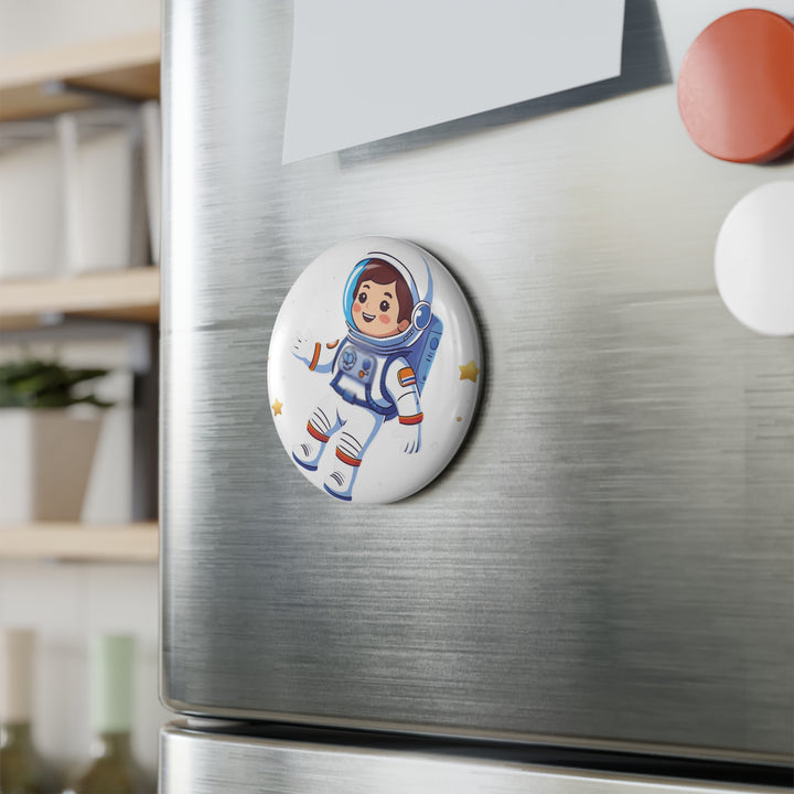 Custom Astronaut Button Magnet – Cute Space Decor, 1/10 Pack, Round, Kids