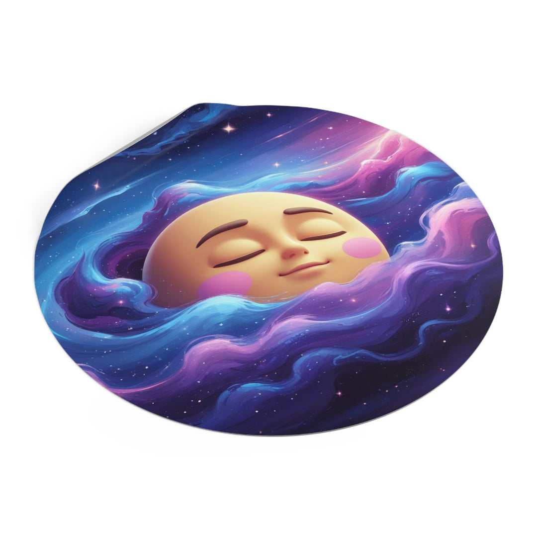 Custom Round Vinyl Sticker – Dreamy Galaxy Moon | Waterproof & Trendy