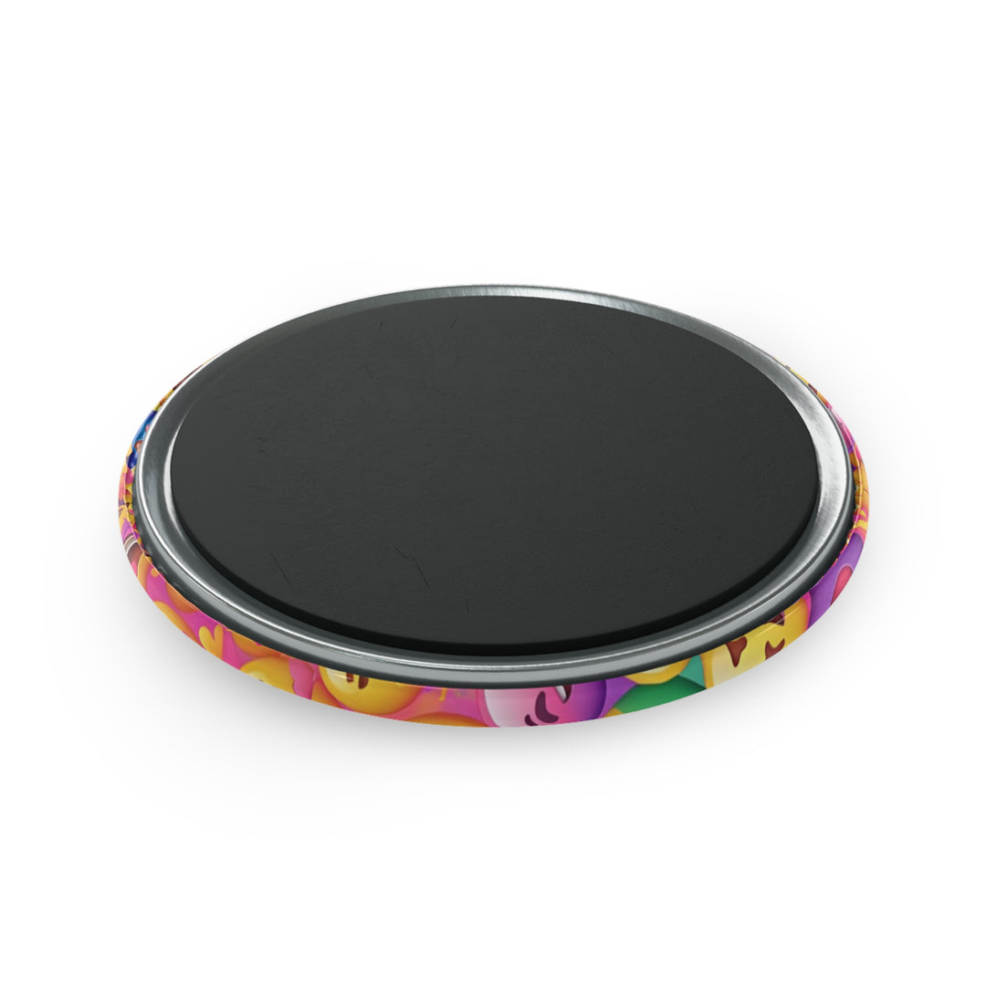 Custom Emoji Joy Round Button Magnet – 1/10 Pack, Happy Vibes Decor