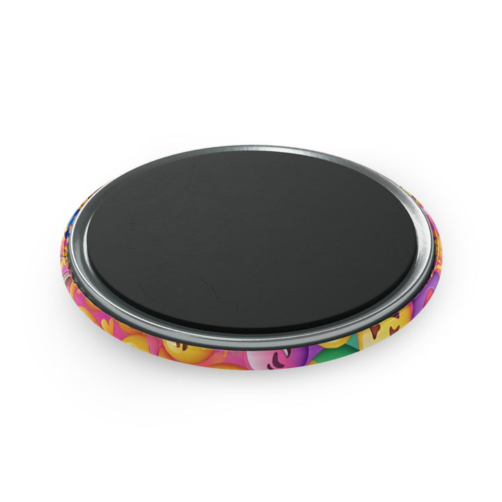 Custom Emoji Joy Round Button Magnet – 1/10 Pack, Happy Vibes Decor