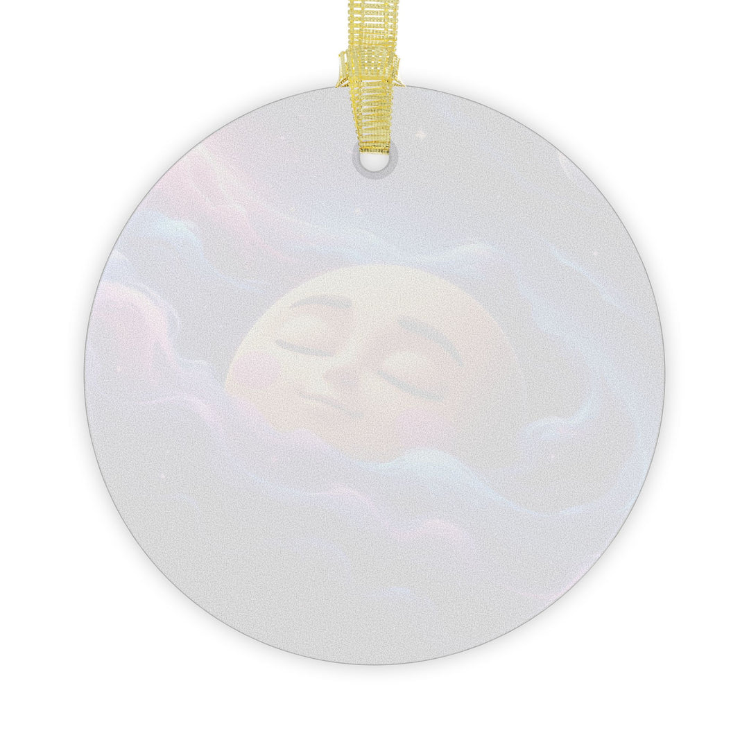 Galaxy Moon Face Custom Glass Ornament – Handcrafted Whimsical Space Decor