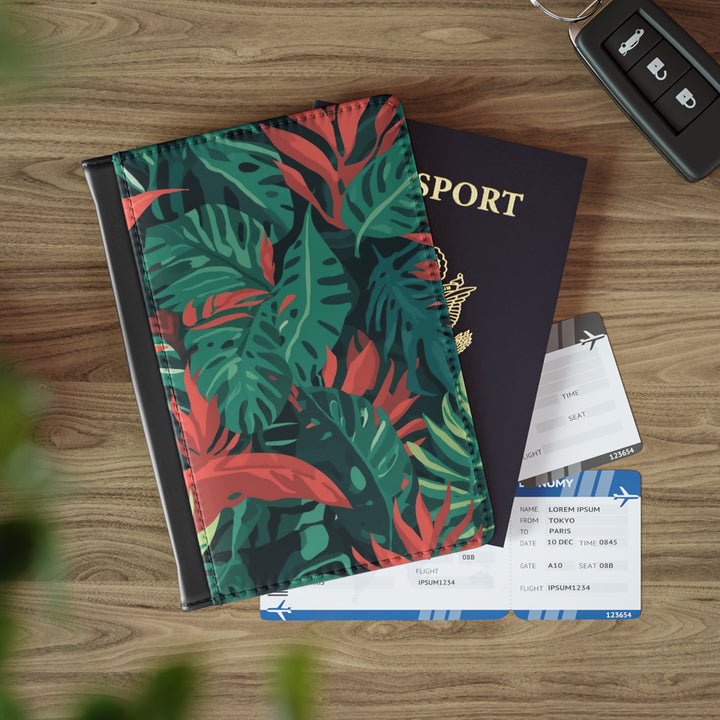 Personalized Tropical Leaf Passport Cover – RFID Blocking, Stylish Travel Case