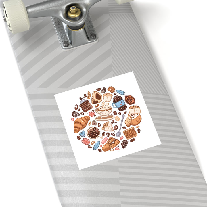 Whimsical Café Laminate Square Stickers – Waterproof, Durable, Trendy!