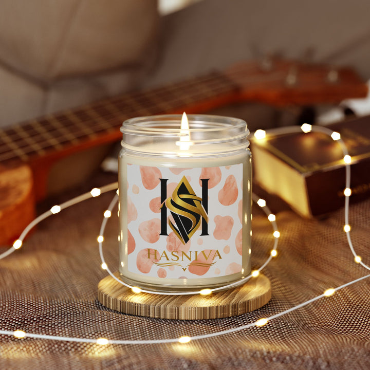 Hand-Poured Coconut Apricot Scented Candle – Artistic Watercolor, 4oz/9oz