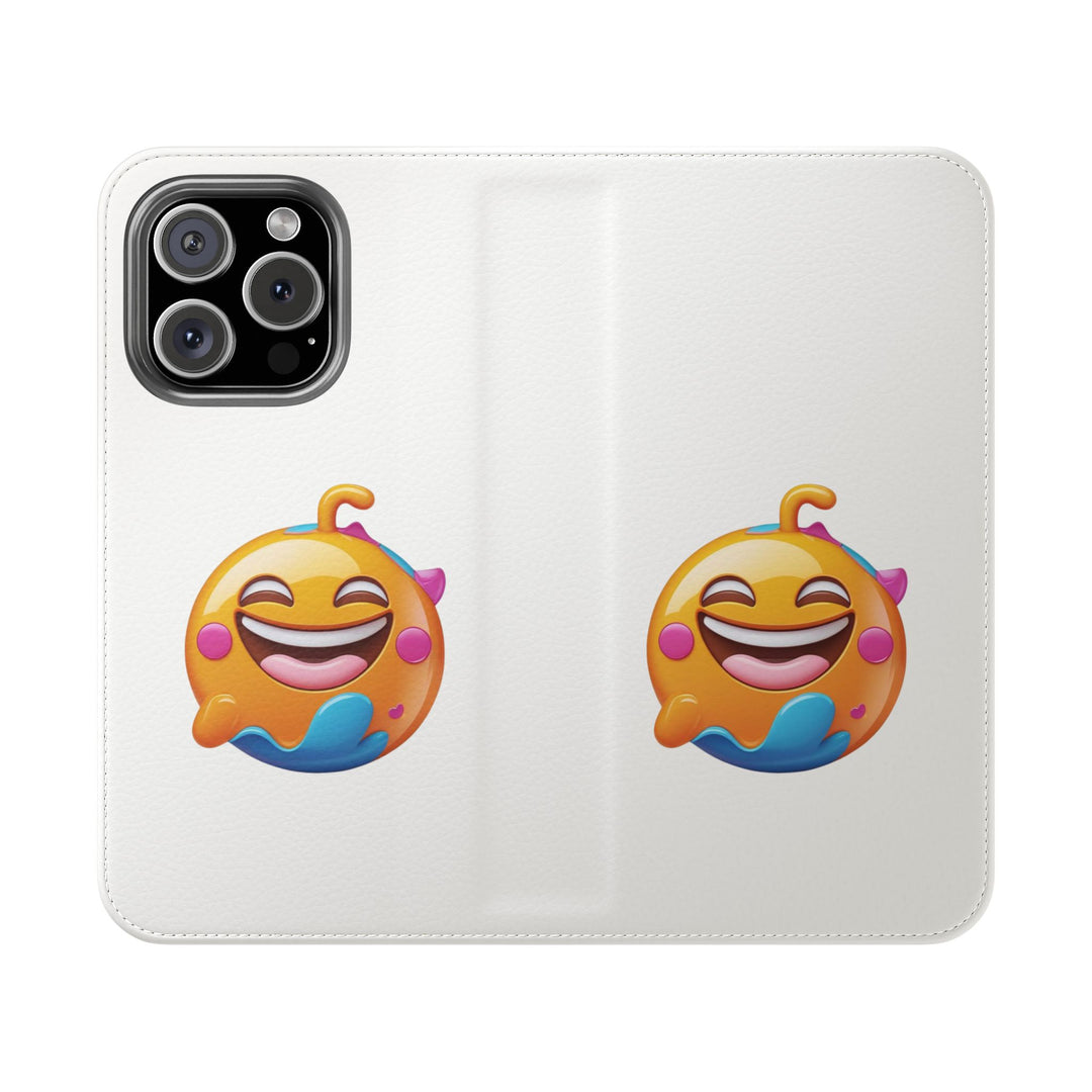 Emoji Joy Premium Flip Case – Fun Vegan Leather Wallet Stand Cover