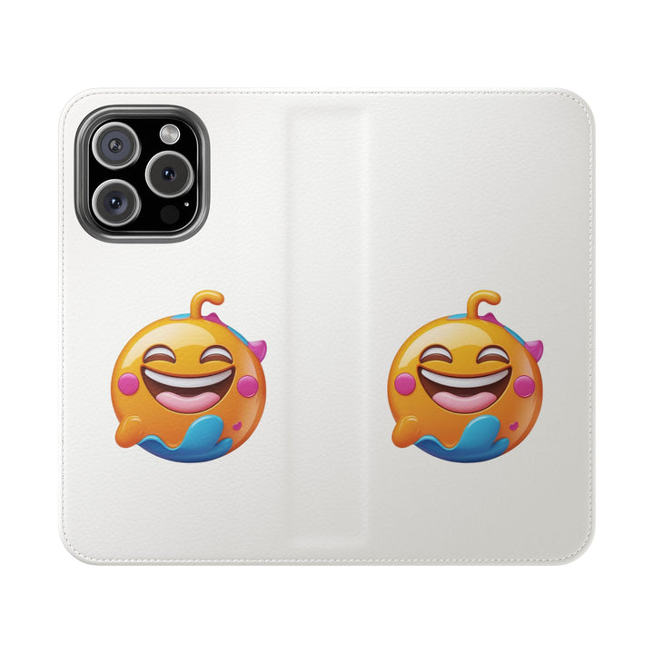 Emoji Joy Premium Flip Case – Fun Vegan Leather Wallet Stand Cover