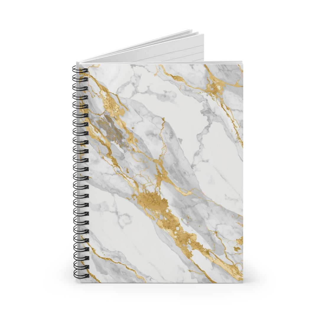 Marble Gold Spiral Notebook - Ruled, Chic Modern Luxury, 6"x8" Stationery