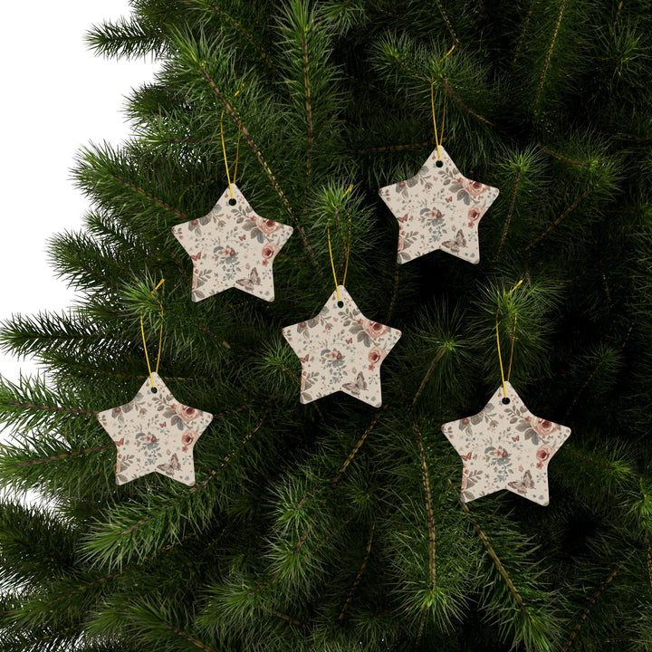 Custom Floral Double-Sided Ceramic Ornaments – Vintage Roses, Set of 1-10