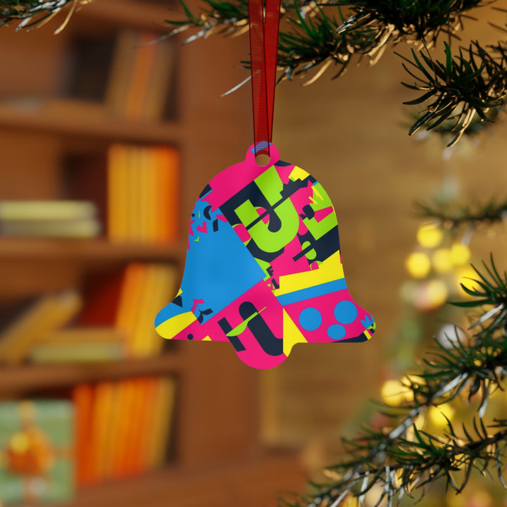 Trendy Geometric Metal Ornaments – Modern Neon Abstract Holiday Decor