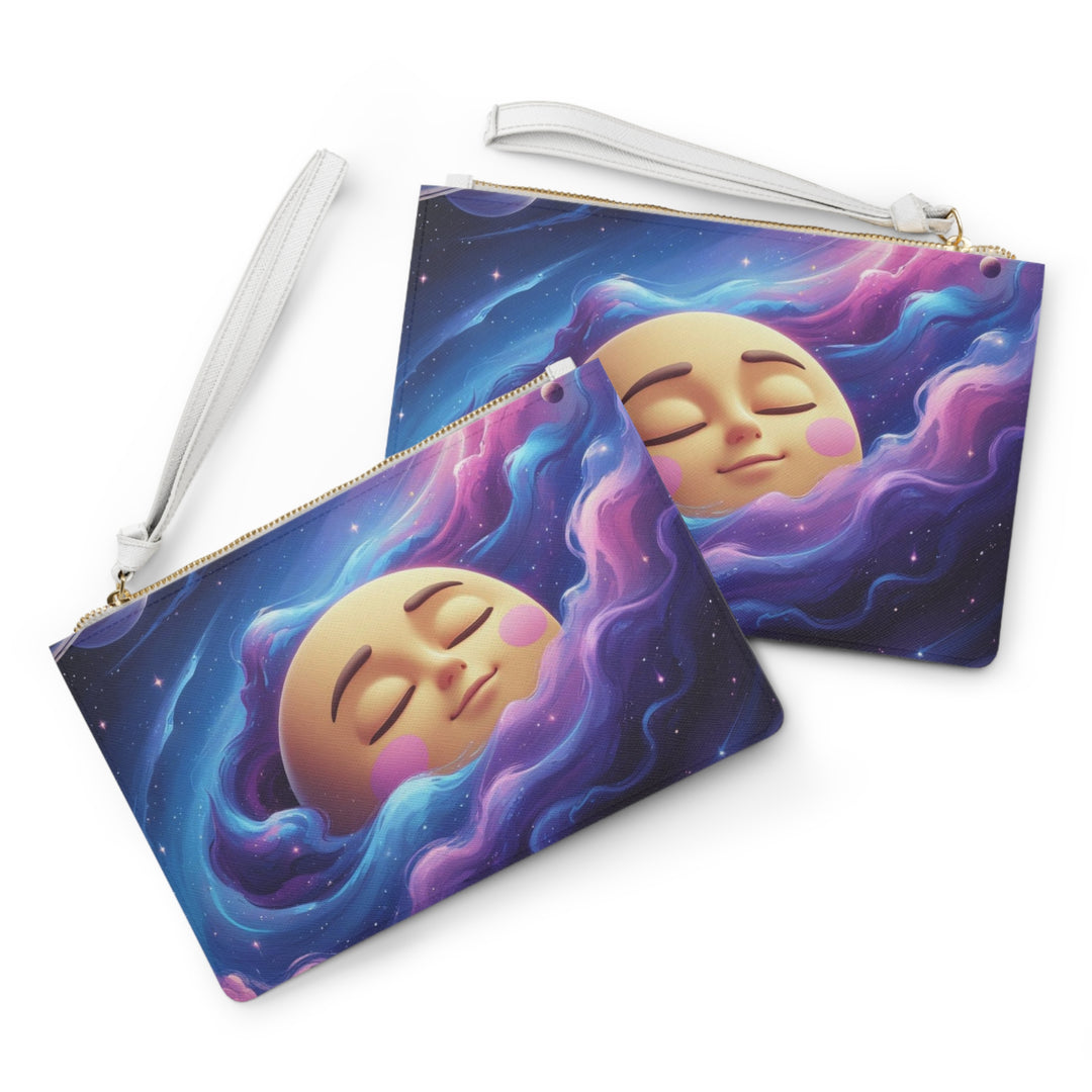 Celestial Galaxy Moon Clutch Bag – Vegan Leather, Space Fantasy Purse