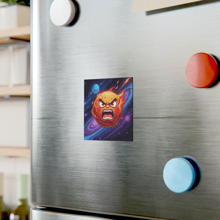 Fiery Cartoon Sun Square Magnet – Personalized Cosmic Vibes for Any Space!