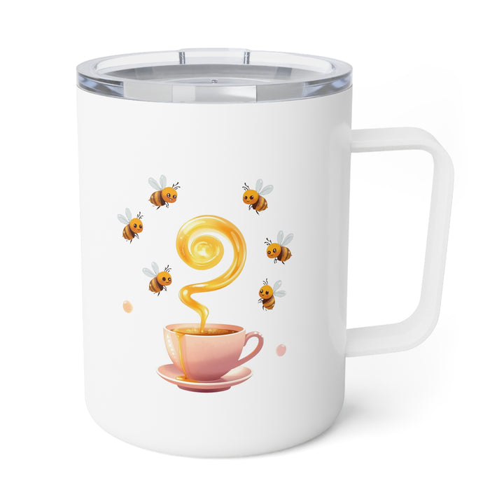 Bee Happy 10oz Insulated Coffee Mug – Cute Honeybee Pastel Travel Cup