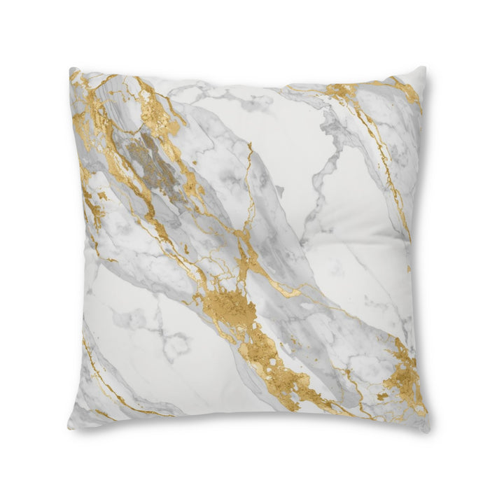 Custom Marble Tufted Square Floor Pillow – Luxe Gold & Grey, Personalized