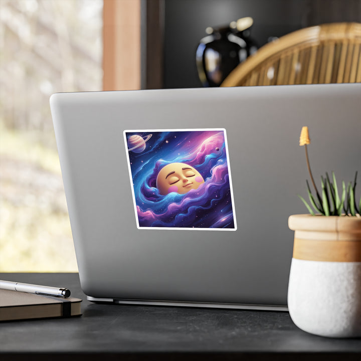 Galaxy Moon Vinyl Kiss-Cut Sticker – Cute Space Aesthetic, Weatherproof