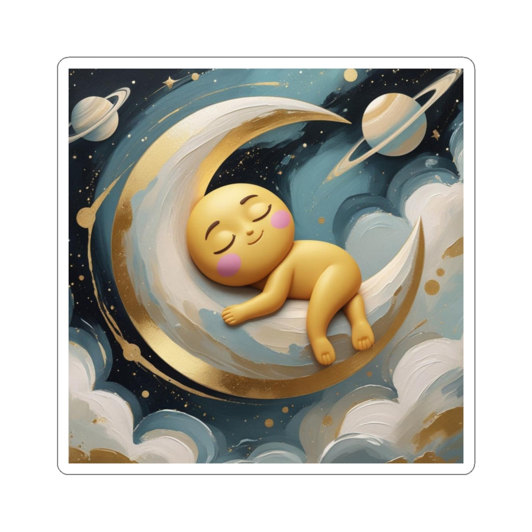 Celestial Baby Moon Kiss-Cut Sticker – Cute Pastel Nursery Vinyl Decal
