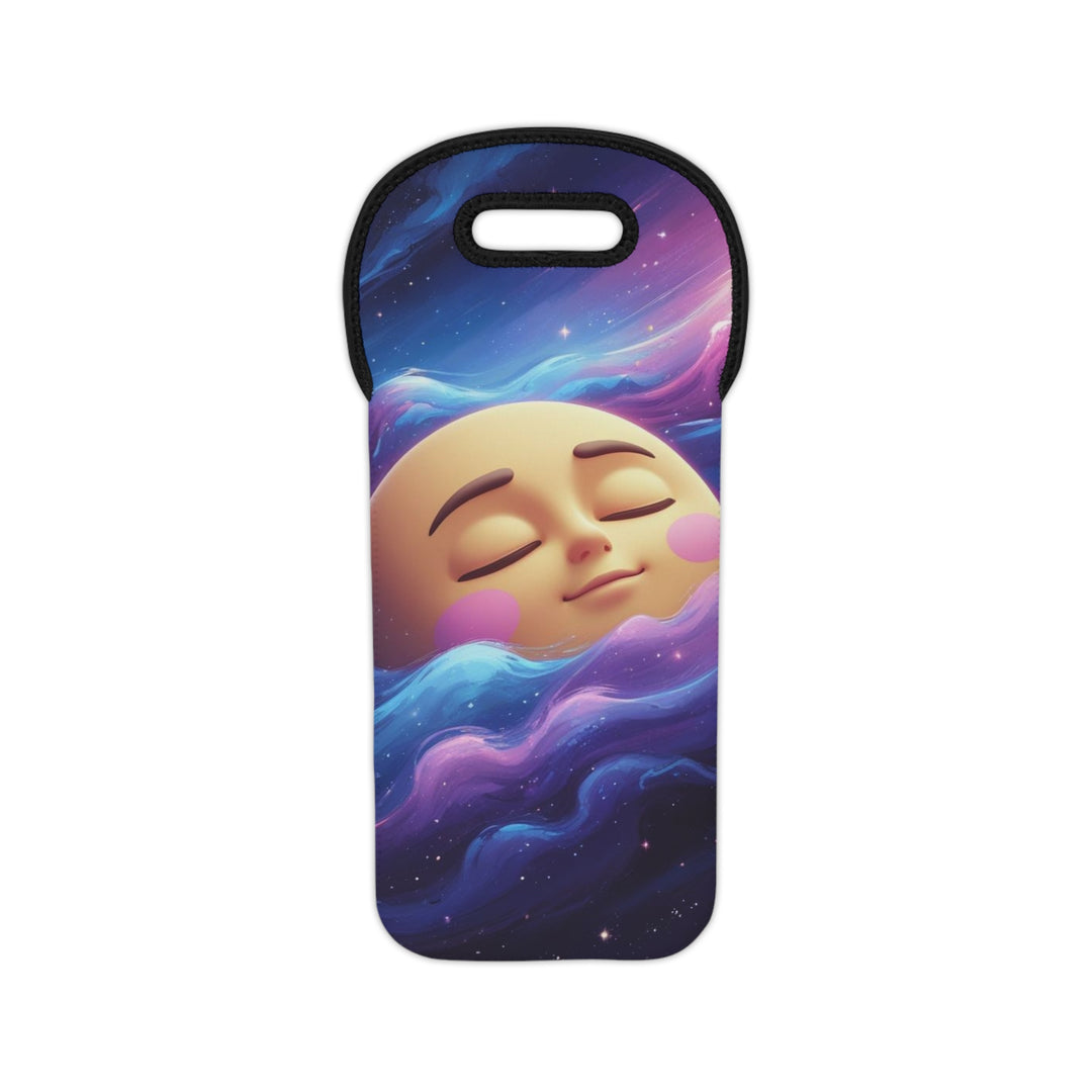 Galaxy Wine Tote Bag – Cute Moon Face Insulated Carrier, Space Picnic Gift
