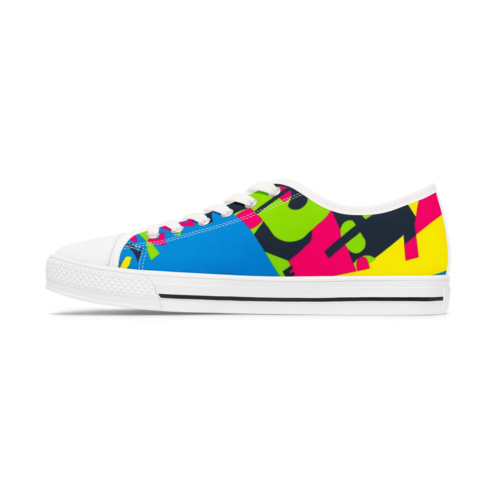 Women's Low Top Sneakers – Neon Geometric Abstract, Custom, Memory Foam Comfort