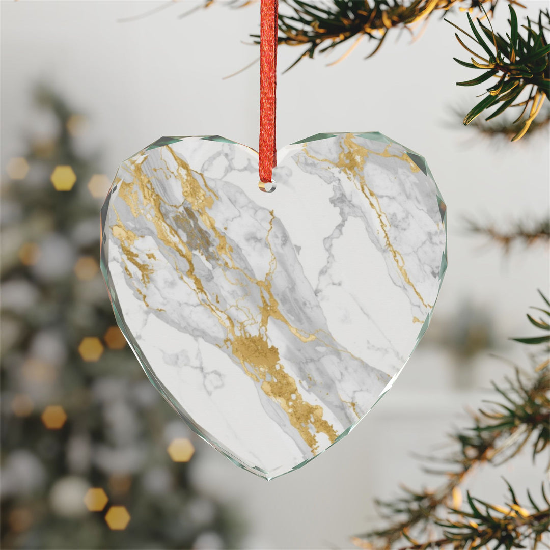 Crystal Glass Ornament – Marble & Gold Designer Decor, Chic Gift Keepsake