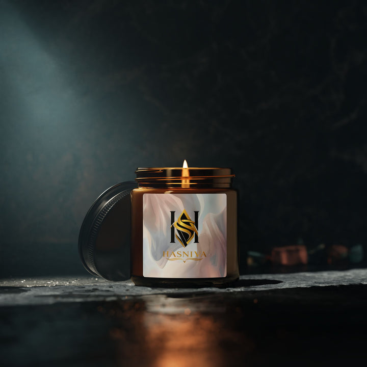 Serene Soy Candle in Amber Jar – Hand-Poured, Blush Pastel Design, 2 Sizes