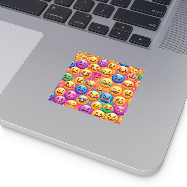 Vibrant Emoji Pattern Laminate Square Stickers – Durable, Fun & Trendy!
