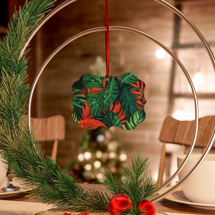 Personalized Aluminum Ornaments – Tropical Leaf Design, Custom Sets, Gift-Ready