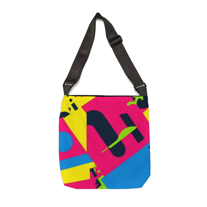 Adjustable Tote Bag – Bold Neon Geometric Print, Spacious & Eco-Friendly