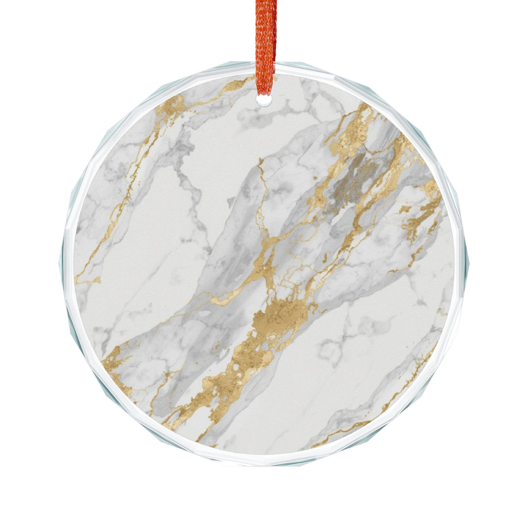 Crystal Glass Ornament – Marble & Gold Designer Decor, Chic Gift Keepsake