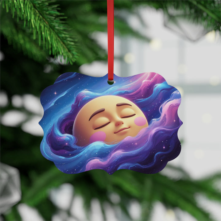 Galaxy Moon Metal Ornament – Whimsical Double-Sided Plaque, Space Decor