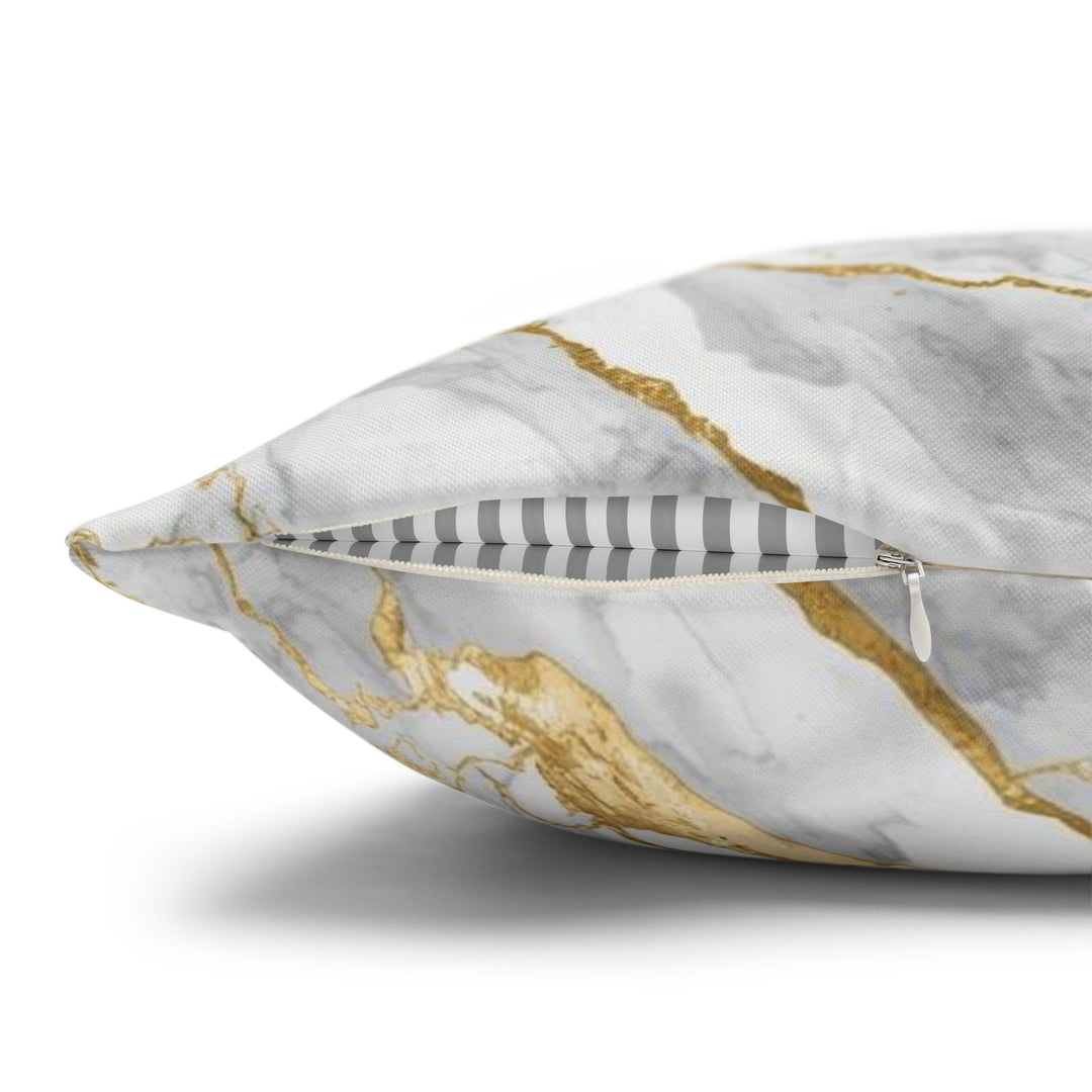Marble Luxe Poly Canvas Pillowcase – Gold & Grey Modern Glam Decor Cover