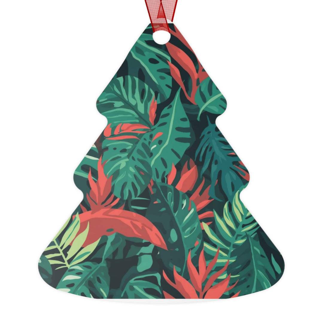 Glossy Metal Ornament – Tropical Leaf Jungle Vibe, Custom & Durable Keepsake