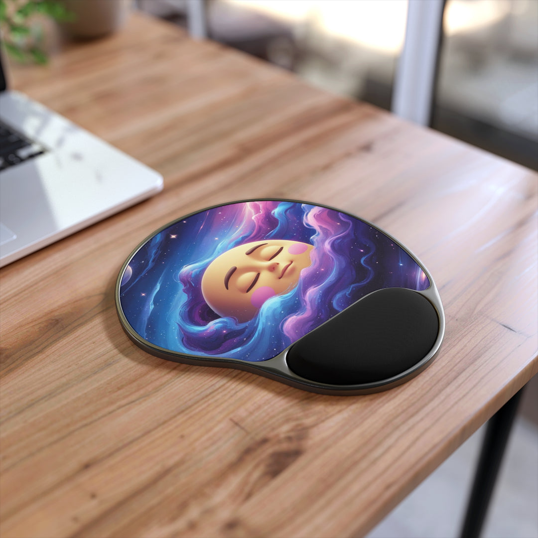 Ergonomic Galaxy Moon Mouse Pad with Wrist Rest – Cute Space Comfort