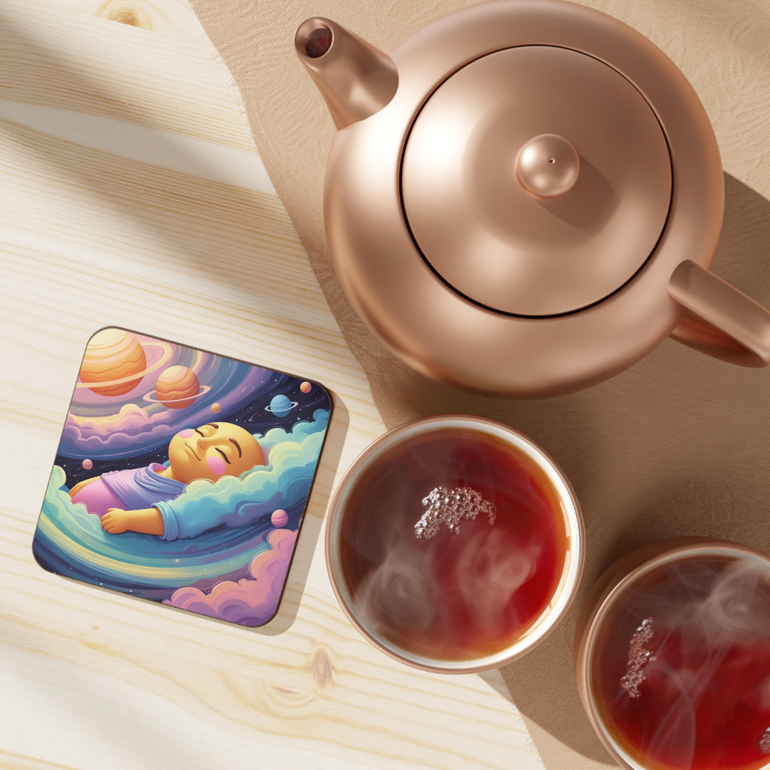 Cosmic Baby Galaxy Hardboard Coaster – Dreamy Nursery Decor, Premium Quality