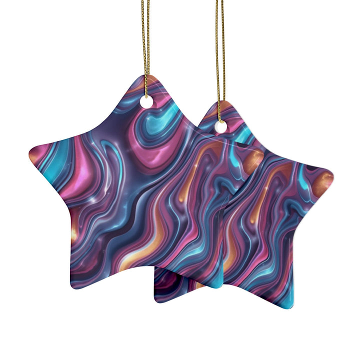 Personalized Abstract Ceramic Ornaments – Iridescent Swirl, Custom Gift Sets