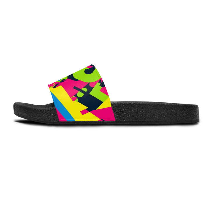 Neon Geometric Women's Slide Sandals – Trendy, Personalized, All-Day Comfort