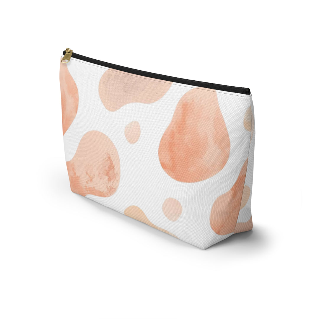 Chic T-Bottom Accessory Pouch – Blush & Peach Abstract Watercolor Design