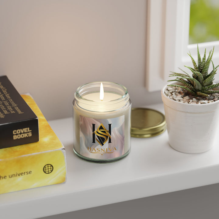 Hand-Poured Coconut Apricot Scented Candle – Modern Pastel, 4oz/9oz