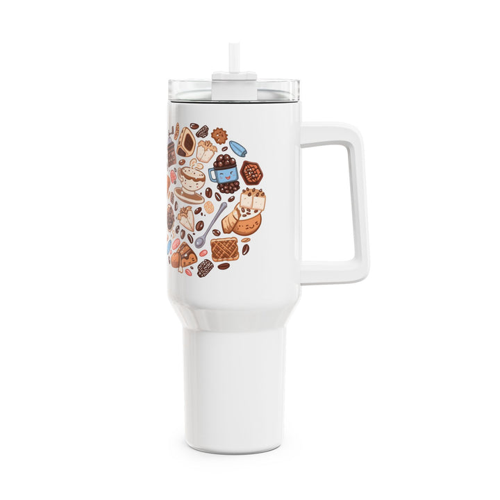 40oz Custom Café Cartoon Insulated Tumbler – Cute Coffee & Dessert Art