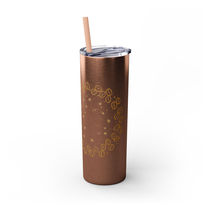 Coffee Lover’s 20oz Skinny Tumbler – Chic Hand-Drawn Beans & Straw