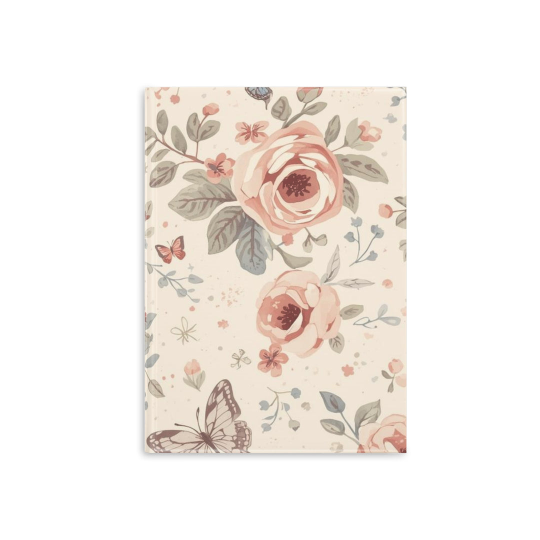 Floral Puffy Hardcover Notebook – Luxe Pastel Roses, Customizable, A4/A5/B5
